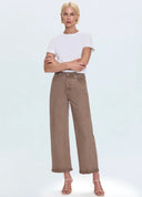 Pistola Kyra Ankle High Rise Bowed Wide Leg in Tannin