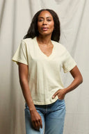Perfect White Tee Hendrix Boxy V Neck in Custard