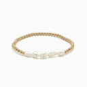 Erin Gray Petite Row Rice Pearl Bracelet with 14k Gold Beads 6.5inch