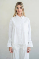 Elle Grey High and Low Cotton Shirt with Elastic Band