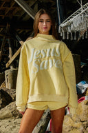 Jesus Saves Print Mock Neck Sweatshirt