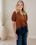 Soft Suede V-neck Top