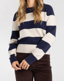 Navy and Taupe Striped Sweater
