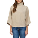 Ribbed Taupe Knit Mock Neck Sweater
