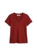 Perfect White Tee Hendrix Boxy V Neck Tee in Ruby Red