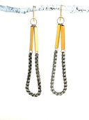 Silver chain bar drop Earrings