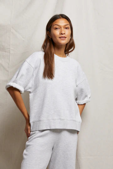 Cotton shortsleeved rolled crewneck