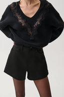 Pistola Saige Black Sateen Shorts