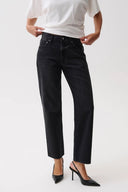 Pistola Lexi Black Mid Rise Bowed Straight Jeans