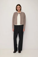 Taupe Buckle Neck Long Sleeve Sweater