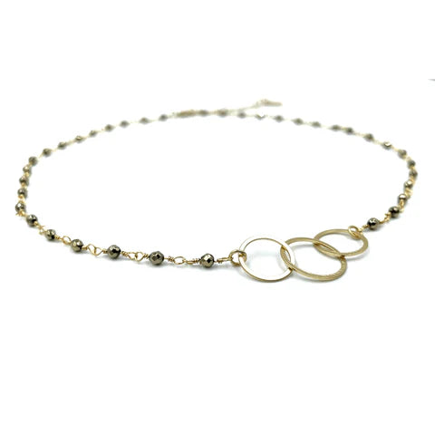 3 Hoops Pyrite Necklace