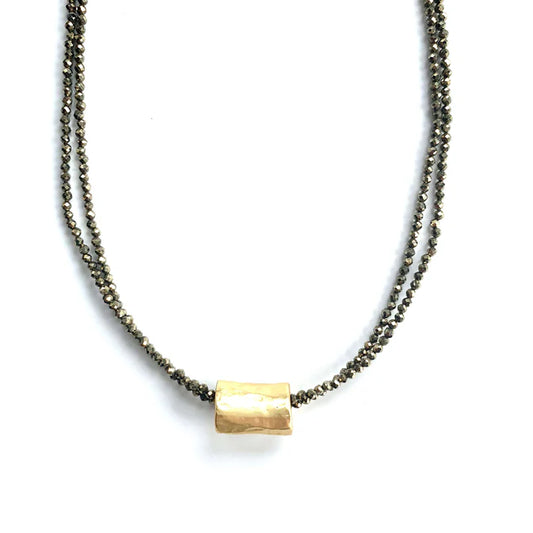 Barrel Double Pyrite Necklace
