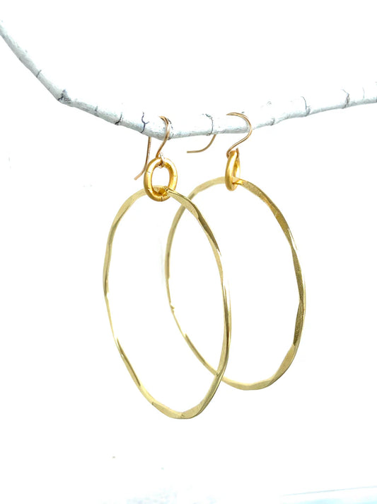 Gold hammered hoops