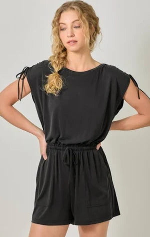 Cinched Shoulder W/ Adjustable Tie Romper
