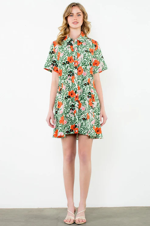 Button Up Floral Dress