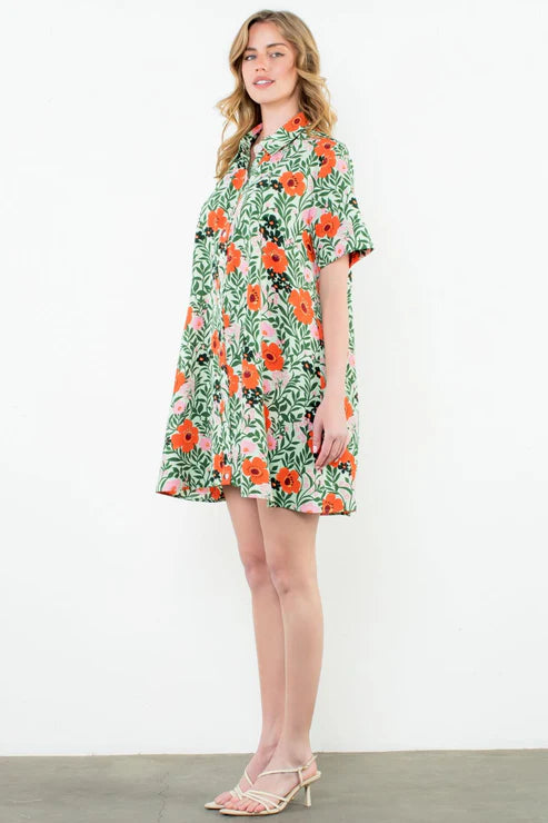 Button Up Floral Dress